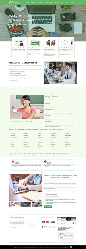 Ore writers website Home page