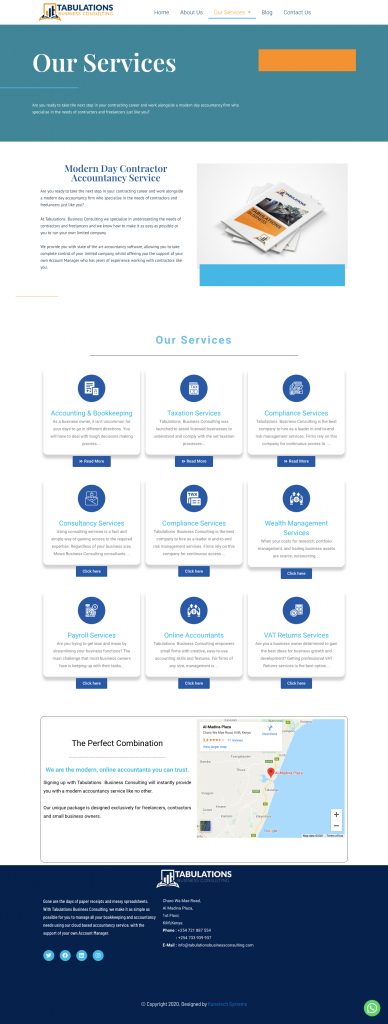 Tabulations Business Consulting Services page