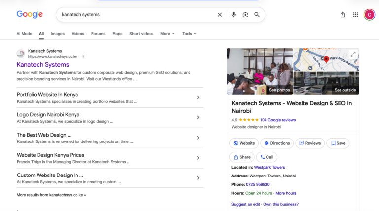 Business on Google Maps in Nairobi